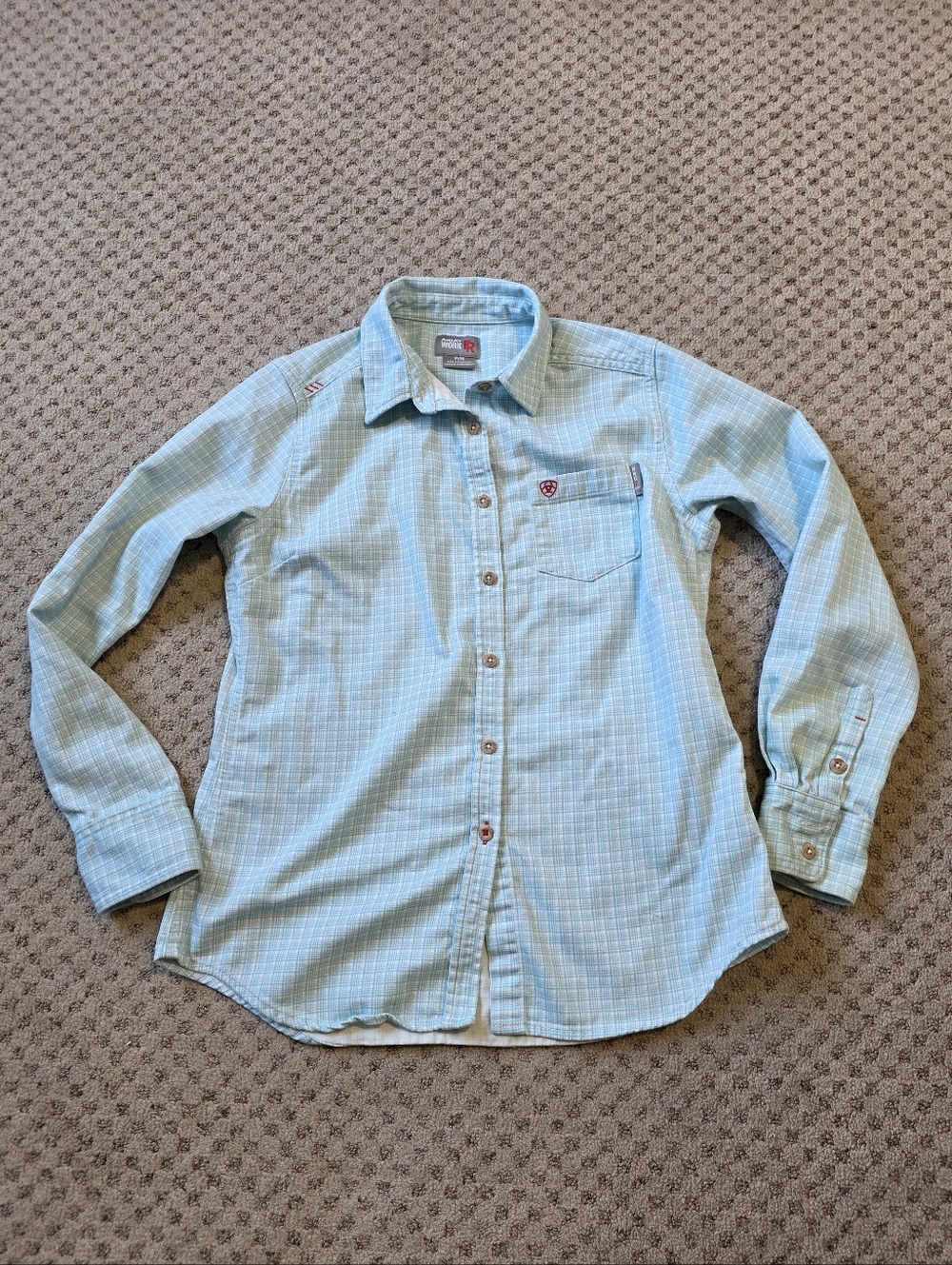Ariat Work FR Light Blue Plaid Button-Up Shirt